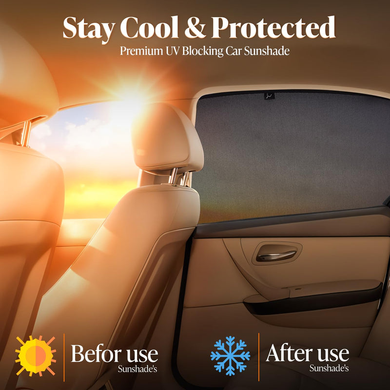 Autofact Car Sunshades for Tata Nexon, UV Protection, Useful Car Accessories, Custom fit Sun Shades for Side Windows, Set of 4