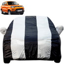 Autofact Spresso Car Cover - EasyShield - Car Body Cover for Maruti Spresso - With Mirror Pockets, Triple Stitched, Bottom Fully Elastic, Adjustable Belt and Buckle (White Blue Stripes)