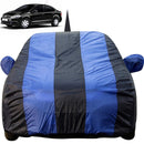 Autofact Vento Car Cover - EasyShield - Car Body Cover for Volkswagen Vento - With Mirror Pockets, Triple Stitched, Bottom Fully Elastic, Adjustable Belt and Buckle (Royal Blue Stripes)