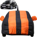 Autofact Rapid Car Cover - EasyShield - Car Body Cover for Skoda Rapid - With Mirror Pockets, Triple Stitched, Bottom Fully Elastic, Adjustable Belt and Buckle (Orange Blue Stripes)