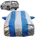 Autofact Qualis Car Cover - FlexGuard - Waterproof Car Body Cover for Toyota Qualis - With Mirror Pockets, Triple Stitched, Bottom Fully Elastic, Adjustable Belt and Buckle (Silver / Blue Stripes)