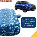 Autofact Urban Cruiser Car Cover - TearTough - Dog Proof / Waterproof Car Body Cover for Toyota Urban Cruiser - With Mirror Pockets, Triple Stitched, Bottom Fully Elastic, Adjustable Belt and Buckle (Airforce Blue 4x4)