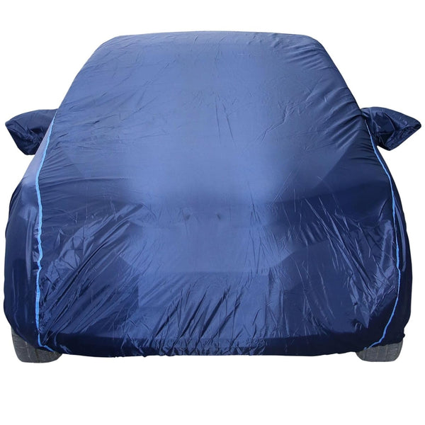 Autofact Santa Fe Car Cover - CoreProtect - Water Resistant Car Body Cover for Hyundai Santa Fe - With Mirror Pockets, Triple Stitched, Bottom Fully Elastic, Adjustable Belt and Buckle (Navy 210D)