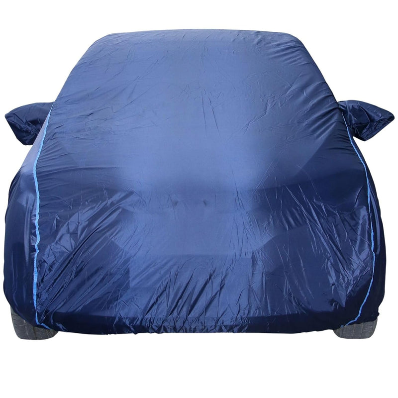 Autofact Santa Fe Car Cover - CoreProtect - Water Resistant Car Body Cover for Hyundai Santa Fe - With Mirror Pockets, Triple Stitched, Bottom Fully Elastic, Adjustable Belt and Buckle (Navy 210D)