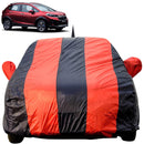 Autofact WRV Car Cover - EasyShield - Car Body Cover for Honda WRV - With Mirror Pockets, Triple Stitched, Bottom Fully Elastic, Adjustable Belt and Buckle (Red Blue Stripes)