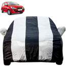 Autofact Getz Car Cover - EasyShield - Car Body Cover for Hyundai Getz - With Mirror Pockets, Triple Stitched, Bottom Fully Elastic, Adjustable Belt and Buckle (White Blue Stripes)