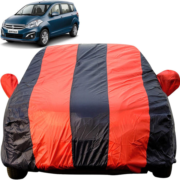 Autofact Ertiga Car Cover - EasyShield - Car Body Cover for Maruti Ertiga - With Mirror Pockets, Triple Stitched, Bottom Fully Elastic, Adjustable Belt and Buckle (Red Blue Stripes)