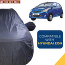 Autofact Eon Car Cover - CoreProtect - Water Resistant Car Body Cover for Hyundai Eon - With Mirror Pockets, Triple Stitched, Bottom Fully Elastic, Adjustable Belt and Buckle (Grey 210D)