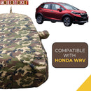 Autofact WRV Car Cover - TearTough - Dog Proof / Waterproof Car Body Cover for Honda WRV - With Mirror & Antenna Pockets, Triple Stitched, Bottom Fully Elastic, Adjustable Belt and Buckle (Jungle Print 4x4)
