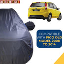 Autofact Figo Old Model Car Cover - CoreProtect - Water Resistant Car Body Cover for Ford Figo Old Model - With Mirror Pockets, Triple Stitched, Bottom Fully Elastic, Adjustable Belt and Buckle (Grey 210D)