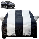 Autofact Lodgy Car Cover - EasyShield - Car Body Cover for Renaults Lodgy - With Mirror Pockets, Triple Stitched, Bottom Fully Elastic, Adjustable Belt and Buckle (White Blue Stripes)