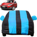 Autofact Spark Car Cover - EasyShield - Car Body Cover for Chevrolet Spark - With Mirror Pockets, Triple Stitched, Bottom Fully Elastic, Adjustable Belt and Buckle (Teak Blue Stripes)