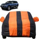 Autofact Pajero Car Cover - EasyShield - Car Body Cover for Mitsubishi Pajero - With Mirror Pockets, Triple Stitched, Bottom Fully Elastic, Adjustable Belt and Buckle (Orange Blue Stripes)