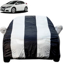 Autofact Civic Old Model Car Cover - EasyShield - Car Body Cover for Honda Civic Old Model - With Mirror Pockets, Triple Stitched, Bottom Fully Elastic, Adjustable Belt and Buckle (White Blue Stripes)