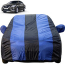 Autofact Sunny Car Cover - EasyShield - Car Body Cover for Nissan Sunny - With Mirror Pockets, Triple Stitched, Bottom Fully Elastic, Adjustable Belt and Buckle (Royal Blue Stripes)