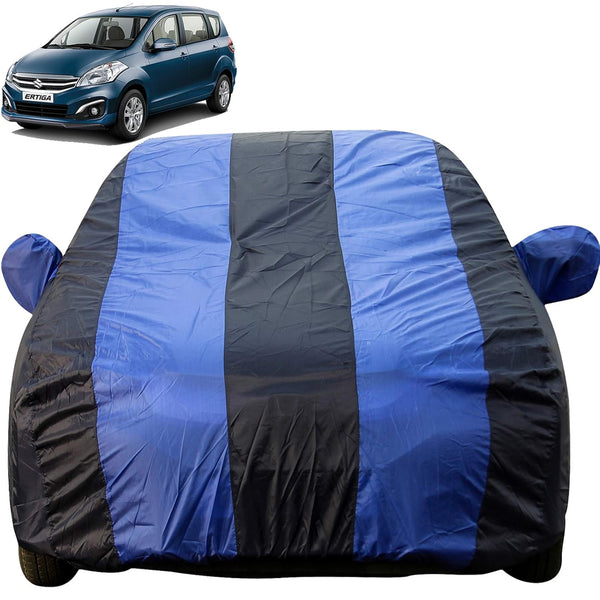 Autofact Ertiga Car Cover - EasyShield - Car Body Cover for Maruti Ertiga - With Mirror Pockets, Triple Stitched, Bottom Fully Elastic, Adjustable Belt and Buckle (Royal Blue Stripes)