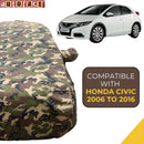 Autofact Civic Old Model Car Cover - TearTough - Dog Proof / Waterproof Car Body Cover for Honda Civic Old Model - With Mirror Pockets, Triple Stitched, Bottom Fully Elastic, Adjustable Belt and Buckle (Jungle Print 4x4)