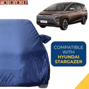 Autofact Stargazer Car Cover - CoreProtect - Water Resistant Car Body Cover for Hyundai Stargazer - With Mirror Pockets, Triple Stitched, Bottom Fully Elastic, Adjustable Belt and Buckle (Navy 210D)