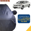 Autofact Elantra Car Cover - CoreProtect - Water Resistant Car Body Cover for Hyundai Elantra - With Mirror Pockets, Triple Stitched, Bottom Fully Elastic, Adjustable Belt and Buckle (Grey 210D)