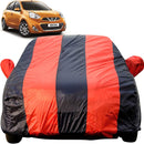 Autofact Micra Car Cover - EasyShield - Car Body Cover for Nissan Micra - With Mirror Pockets, Triple Stitched, Bottom Fully Elastic, Adjustable Belt and Buckle (Red Blue Stripes)