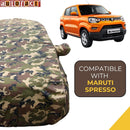 Autofact Spresso Car Cover - TearTough - Dog Proof / Waterproof Car Body Cover for Maruti Spresso - With Mirror Pockets, Triple Stitched, Bottom Fully Elastic, Adjustable Belt and Buckle (Jungle Print 4x4)