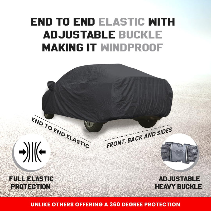 Autofact Wagon r / Wagonr Car Cover - EasyShield - Car Body Cover for Maruti Wagon r / Wagonr - With Mirror Pockets, Triple Stitched, Bottom Fully Elastic, Adjustable Belt and Buckle (Grey 190T)