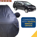 Autofact Innova Crysta Car Cover - CoreProtect - Water Resistant Car Body Cover for Toyota Innova Crysta - With Mirror Pockets, Triple Stitched, Bottom Fully Elastic, Adjustable Belt and Buckle (Grey 210D)
