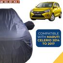 Autofact Celerio Old Model Car Cover - CoreProtect - Water Resistant Car Body Cover for Maruti Celerio Old Model - With Mirror Pockets, Triple Stitched, Bottom Fully Elastic, Adjustable Belt and Buckle (Grey 210D)