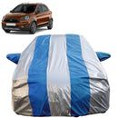 Autofact Freestyle Car Cover - FlexGuard - Waterproof Car Body Cover for Ford Freestyle - With Mirror Pockets, Triple Stitched, Bottom Fully Elastic, Adjustable Belt and Buckle (Silver / Blue Stripes)