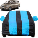 Autofact Enjoy Car Cover - EasyShield - Car Body Cover for Chevrolet Enjoy - With Mirror Pockets, Triple Stitched, Bottom Fully Elastic, Adjustable Belt and Buckle (Teak Blue Stripes)