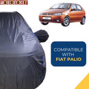 Autofact Palio Car Cover - CoreProtect - Water Resistant Car Body Cover for Fiat Palio - With Mirror Pockets, Triple Stitched, Bottom Fully Elastic, Adjustable Belt and Buckle (Grey 210D)