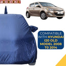 Autofact Old i20 Car Cover - CoreProtect - Water Resistant Car Body Cover for Hyundai Old i20 - With Mirror & Antenna Pockets, Triple Stitched, Bottom Fully Elastic, Adjustable Belt and Buckle (Navy 210D)