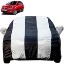 Autofact Bolt Car Cover - EasyShield - Car Body Cover for Tata Bolt - With Mirror Pockets, Triple Stitched, Bottom Fully Elastic, Adjustable Belt and Buckle (White Blue Stripes)