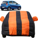 Autofact New Santro Car Cover - EasyShield - Car Body Cover for Hyundai New Santro - With Mirror Pockets, Triple Stitched, Bottom Fully Elastic, Adjustable Belt and Buckle (Orange Blue Stripes)