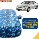 Autofact Elantra Car Cover - TearTough - Dog Proof / Waterproof Car Body Cover for Hyundai Elantra - With Mirror Pockets, Triple Stitched, Bottom Fully Elastic, Adjustable Belt and Buckle (Airforce Blue 4x4)