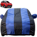 Autofact KUV100 Car Cover - EasyShield - Car Body Cover for Mahindra KUV100 - With Mirror Pockets, Triple Stitched, Bottom Fully Elastic, Adjustable Belt and Buckle (Royal Blue Stripes)