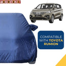 Autofact Rumion Car Cover - CoreProtect - Water Resistant Car Body Cover for Toyota Rumion - With Mirror Pockets, Triple Stitched, Bottom Fully Elastic, Adjustable Belt and Buckle (Navy 210D)
