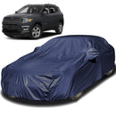 Autofact Compass Car Cover - EasyShield - Car Body Cover for Jeep Compass - With Mirror Pockets, Triple Stitched, Bottom Fully Elastic, Adjustable Belt and Buckle (Navy 190T)