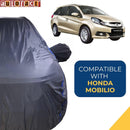 Autofact Mobilio Car Cover - CoreProtect - Water Resistant Car Body Cover for Honda Mobilio - With Mirror Pockets, Triple Stitched, Bottom Fully Elastic, Adjustable Belt and Buckle (Grey 210D)