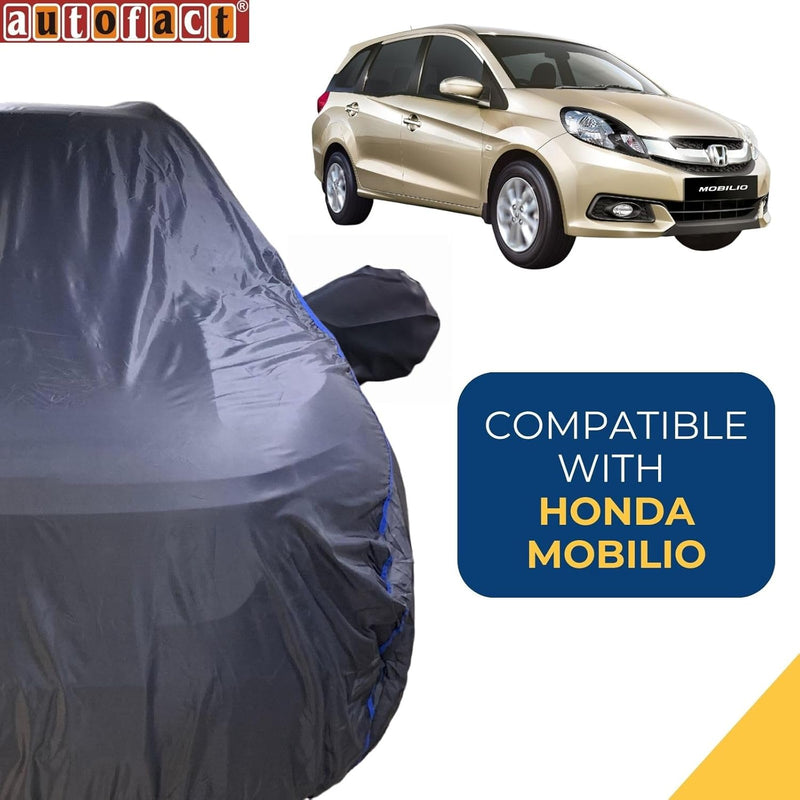 Autofact Mobilio Car Cover - CoreProtect - Water Resistant Car Body Cover for Honda Mobilio - With Mirror Pockets, Triple Stitched, Bottom Fully Elastic, Adjustable Belt and Buckle (Grey 210D)