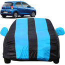 Autofact New Santro Car Cover - EasyShield - Car Body Cover for Hyundai New Santro - With Mirror Pockets, Triple Stitched, Bottom Fully Elastic, Adjustable Belt and Buckle (Teak Blue Stripes)