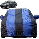 Autofact Etios Car Cover - EasyShield - Car Body Cover for Toyota Etios - With Mirror Pockets, Triple Stitched, Bottom Fully Elastic, Adjustable Belt and Buckle (Royal Blue Stripes)