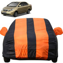 Autofact Manza Car Cover - EasyShield - Car Body Cover for Tata Manza - With Mirror Pockets, Triple Stitched, Bottom Fully Elastic, Adjustable Belt and Buckle (Orange Blue Stripes)