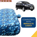Autofact Lodgy Car Cover - TearTough - Dog Proof / Waterproof Car Body Cover for Renaults Lodgy - With Mirror Pockets, Triple Stitched, Bottom Fully Elastic, Adjustable Belt and Buckle (Airforce Blue 4x4)