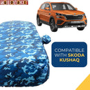 Autofact Kushaq Car Cover - TearTough - Dog Proof / Waterproof Car Body Cover for Skoda Kushaq - With Mirror Pockets, Triple Stitched, Bottom Fully Elastic, Adjustable Belt and Buckle (Airforce Blue 4x4)