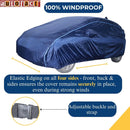 Autofact Innova Hycross Car Cover - CoreProtect - Water Resistant Car Body Cover for Toyota Innova Hycross - With Mirror Pockets, Triple Stitched, Bottom Fully Elastic, Adjustable Belt and Buckle (Navy 210D)