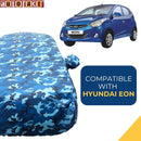 Autofact Eon Car Cover - TearTough - Dog Proof / Waterproof Car Body Cover for Hyundai Eon - With Mirror Pockets, Triple Stitched, Bottom Fully Elastic, Adjustable Belt and Buckle (Airforce Blue 4x4)