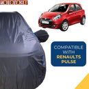 Autofact Pulse Car Cover - CoreProtect - Water Resistant Car Body Cover for Renaults Pulse - With Mirror Pockets, Triple Stitched, Bottom Fully Elastic, Adjustable Belt and Buckle (Grey 210D)