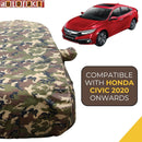 Autofact Civic New Model Car Cover - TearTough - Dog Proof / Waterproof Car Body Cover for Honda Civic New Model - With Mirror Pockets, Triple Stitched, Bottom Fully Elastic, Adjustable Belt and Buckle (Jungle Print 4x4)