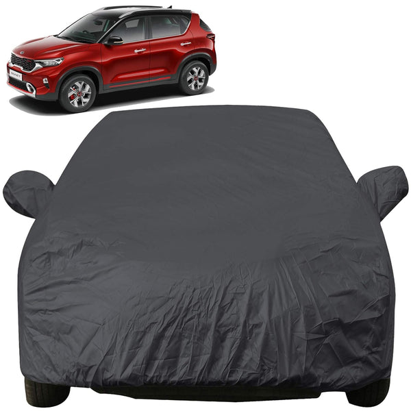 Autofact Sonet Car Cover - EasyShield - Car Body Cover for Kia Sonet - With Mirror Pockets, Triple Stitched, Bottom Fully Elastic, Adjustable Belt and Buckle (Grey 190T)